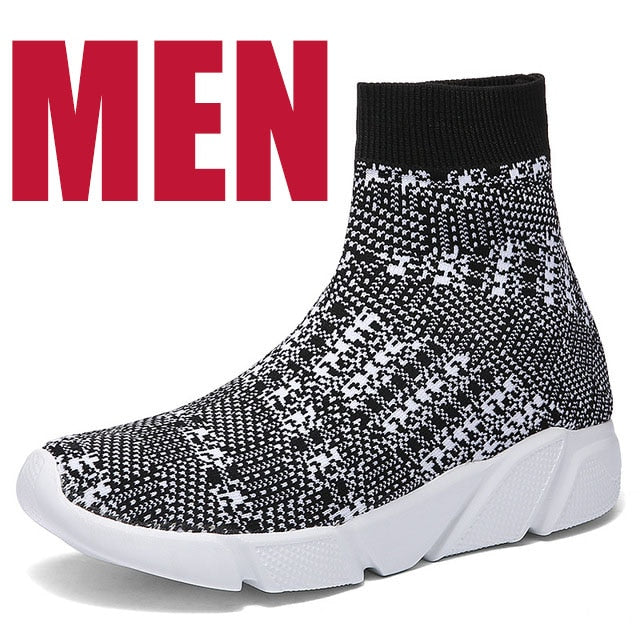 Breathable Men Casual Shoes Light Sneakers Men Sock Shoes Male High Top