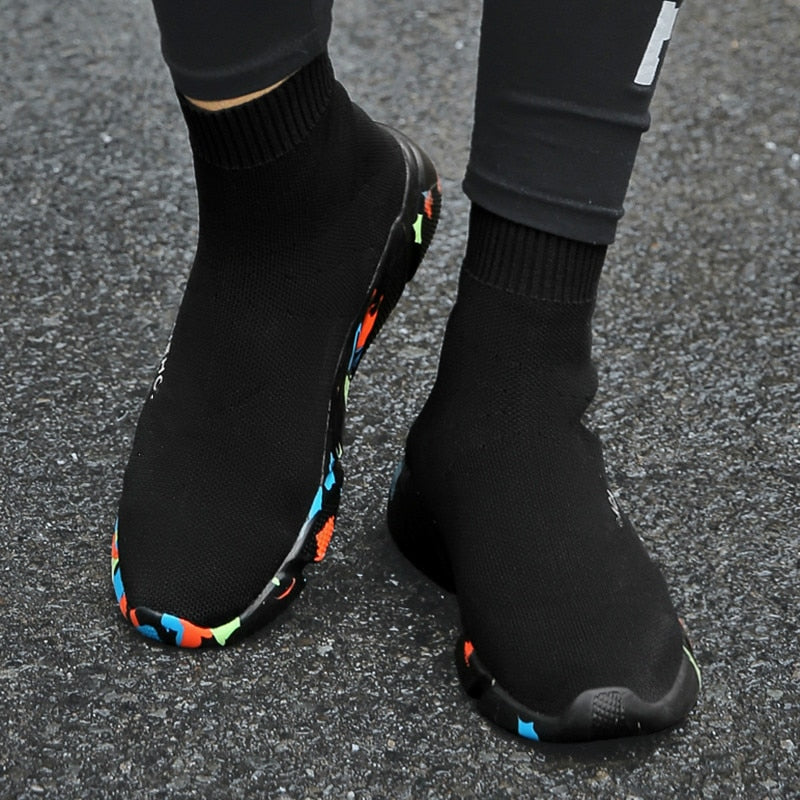 Breathable Men Casual Shoes Light Sneakers Men Sock Shoes Male High Top